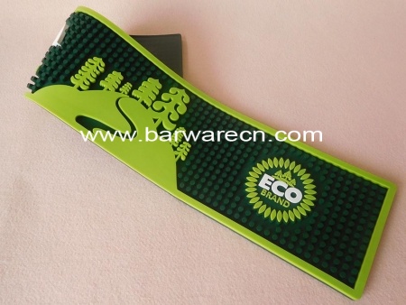 tapete de serviço de bar quadrado pvc cor verde com logotipo em relevo 