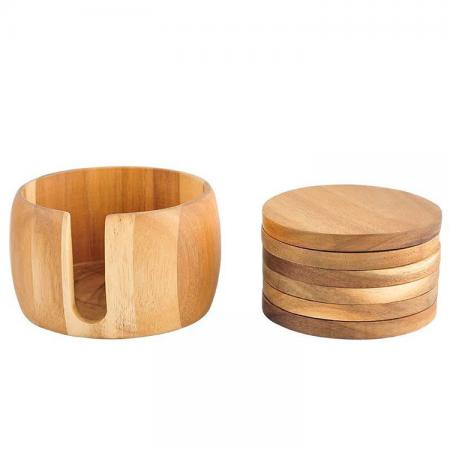 coasters de bambu redondos com suporte 