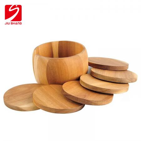 coasters de bambu redondos com suporte 