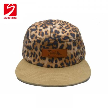 popular 5 painéis de algodão natural snapback hat com remendo lether 