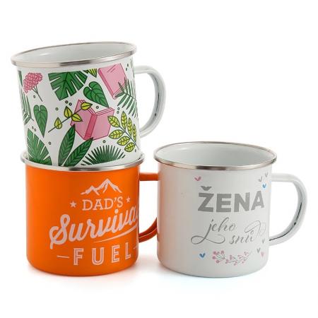 Ao ar livre de alta qualidade personalizado impresso sublimação colorida ou impressão de logotipo personalizado camping ename caneca 