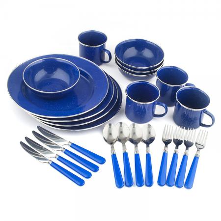 stansport - deluxe 24-piece esamel tableware set: pratos, tigelas, canecas e utensílios de cozinha por stansport 